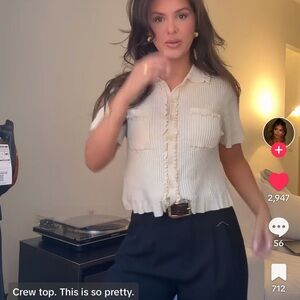 J. Crew Factory Cream Cropped Fit Top